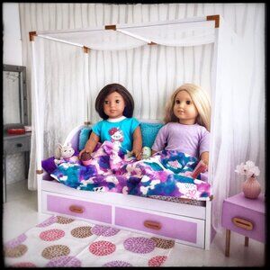 American Girl doll trundle bed w/mattresses leopard print